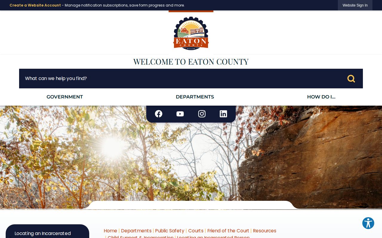 Eaton County incarcerated person locator guidance