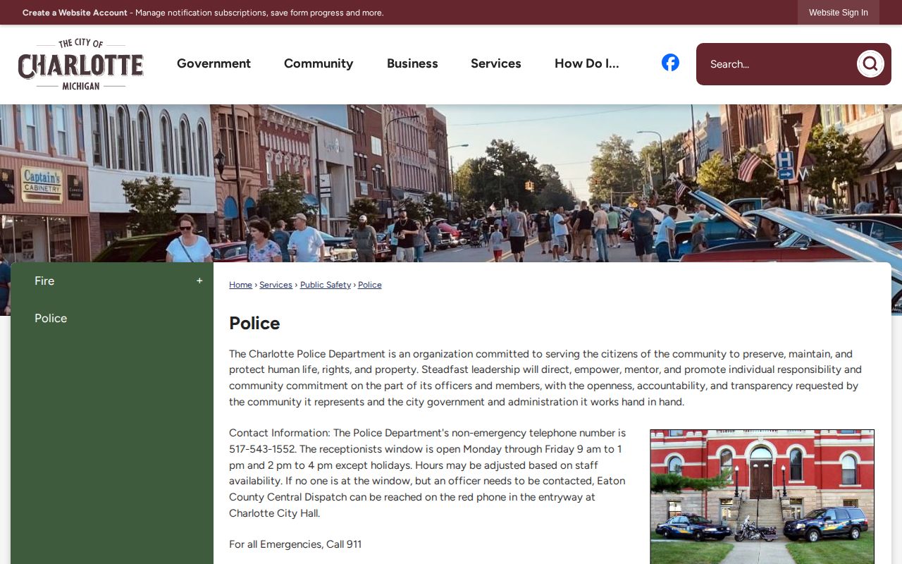 Official Charlotte Police Department webpage
