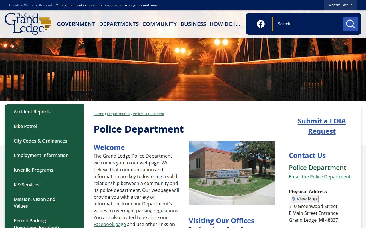 Official Grand Ledge Police Department information page